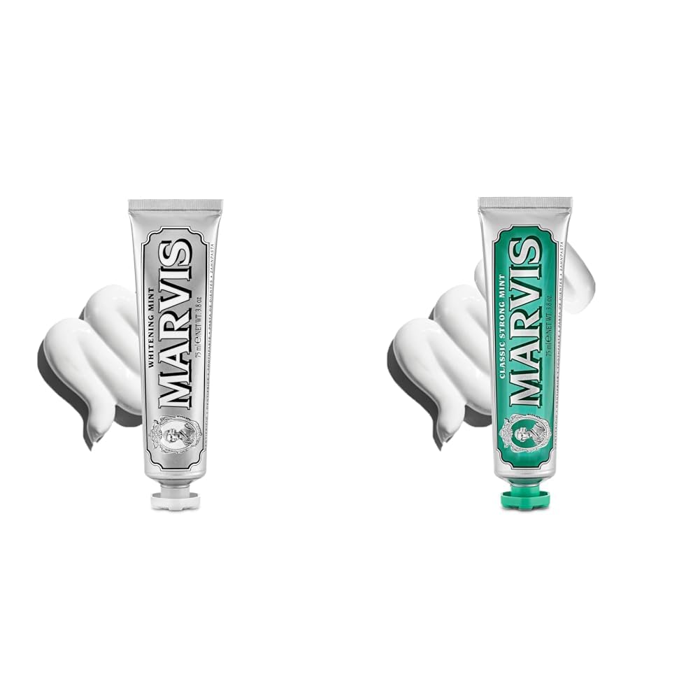 Marvis Whitening Mint and Classic Strong Mint Toothpaste Set, 3.8 oz